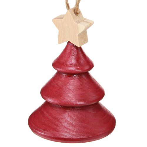 Produkt Ozdoby choinkowe jodła drewno czerwony biały 7,5cm 6 sztuk