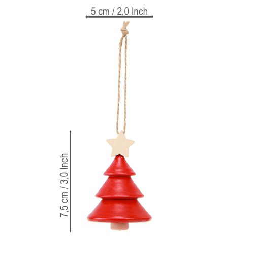 Produkt Ozdoby choinkowe jodła drewno czerwony biały 7,5cm 6 sztuk