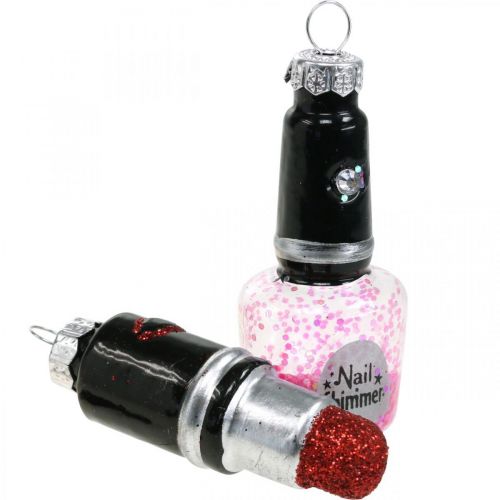 Floristik24 Ozdoba na choinkę Beauty &amp; Glamour, szklana zawieszka mix kosmetyków wys.5,5–7cm prawdziwe szkło 6szt