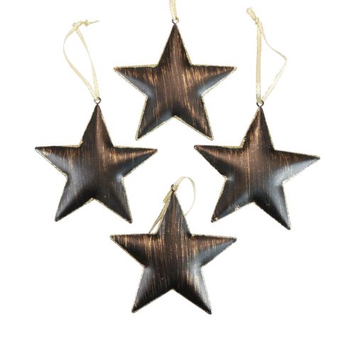 Produkt Ozdoby choinkowe gwiazda dekoracyjna metalowa czarne złoto Ø11cm 4szt