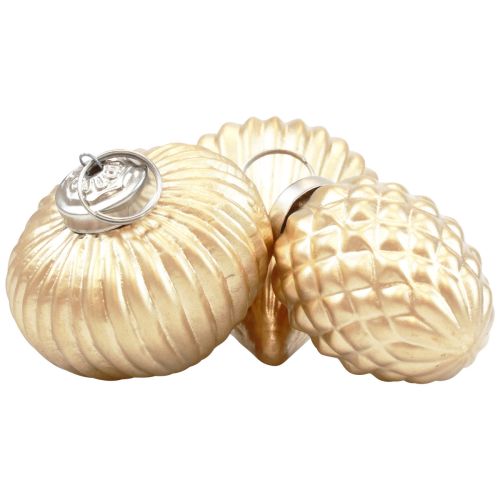 Floristik24 Ozdoby choinkowe szklana złota dekoracja vintage Ø4–6 cm, zestaw 3 szt