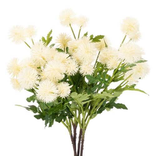 Sztuczny kwiat chryzantemy, kremowobiały bukiet, gałązka ozdobna, duży 56 cm, 4 sztuki