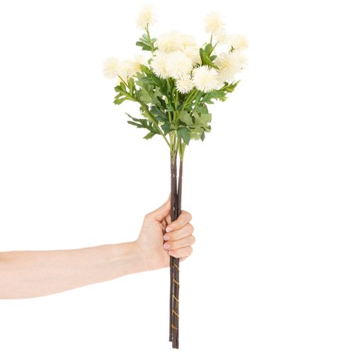 Sztuczny kwiat chryzantemy, kremowobiały bukiet, gałązka ozdobna, duży 56 cm, 4 sztuki | Floristik24.pl