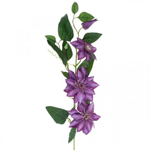 Sztuczny powojnik, kwiat jedwabiu, gałązka ozdobna z kwiatami powojników fioletowy dł.84cm