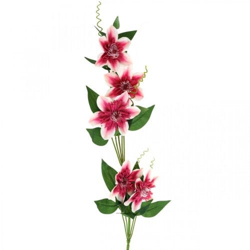Gałązka powojnika z 5 kwiatami, kwiat sztuczny, gałązka ozdobna różowa, biała dł.84cm