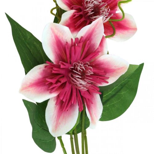 Produkt Gałązka powojnika z 5 kwiatami, kwiat sztuczny, gałązka ozdobna różowa, biała dł.84cm