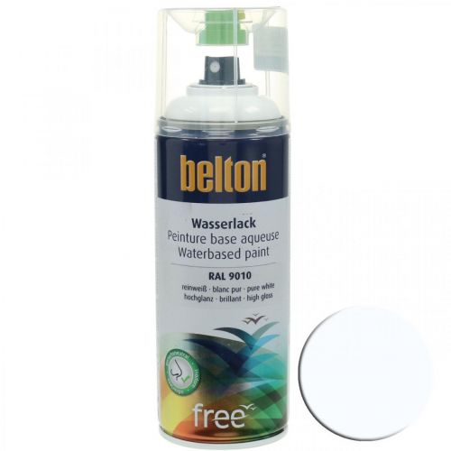 Floristik24 Bezbeltonowa farba wodna w sprayu biały o wysokim połysku czysta biel 400ml