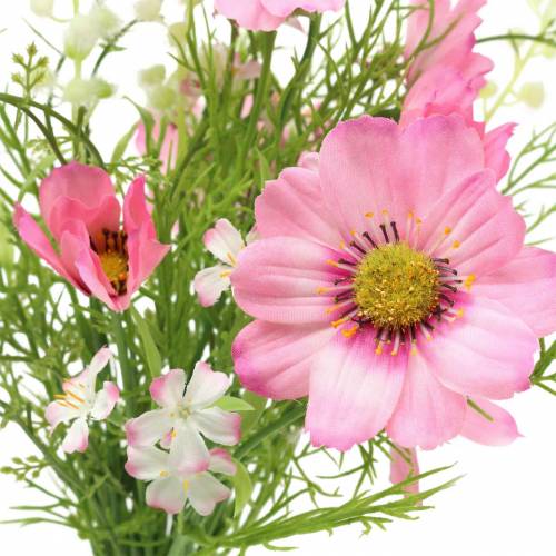 Floristik24 Kosmea i baby's breath w pęczku Sztuczny różowy Asortyment 42cm