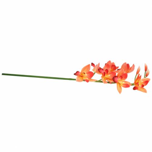 Floristik24 Sztuczny kwiat orchidei Cymbidium pomarańczowy 74cm
