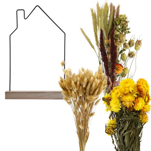 Floristik24 Pudełko DIY Barek kwiatowy z suszonymi kwiatami Domek 34,5×24,5cm