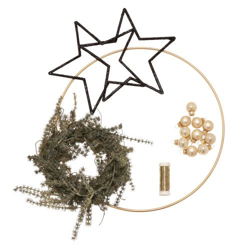 Floristik24 Ozdoba okienna DIY Box Świąteczny drut z czarnego złota Ø30cm