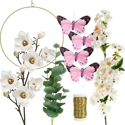 Floristik24 Pudełko DIY magnolia pętla z eukaliptusową dekoracją okienną dekoracja ścienna 30,5cm