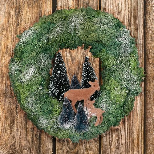 Pudełko DIY wieniec z mchu zimowy wieniec na drzwi leśne Boże Narodzenie Ø34cm