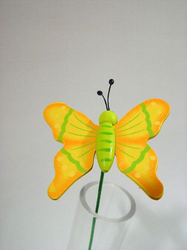 Floristik24 Motyl na kilofie zielony/żółty drewno 7cm (24 szt.)