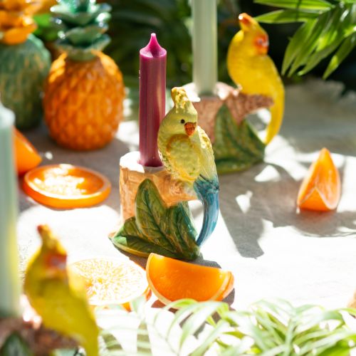 Produkt Świecznik egzotyczny ceramiczny ptaki ręcznie malowany wys. 14,5cm 2 szt.