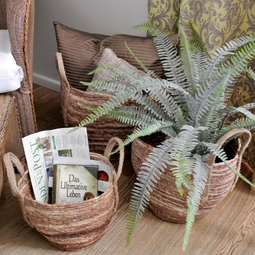 Floristik24 Kosz rattanowy naturalny/brązowy Ø40/32/26cm 3szt