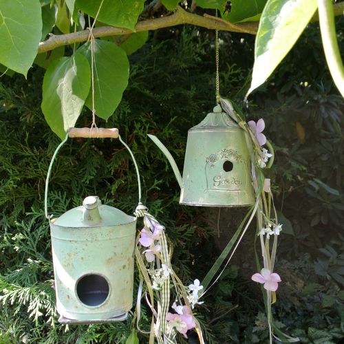 Floristik24 Domek dla ptaków Beczka po oleju Antyczna zieleń Ø17cm H23cm