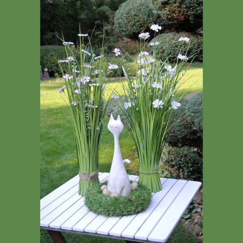 Produkt Pęczek trawy z kwiatami Biały 70cm