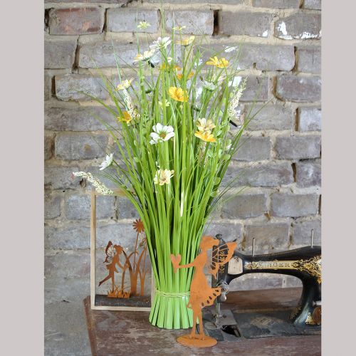 Produkt Kiść trawy z kwiatami i motylami biało-żółty 70cm