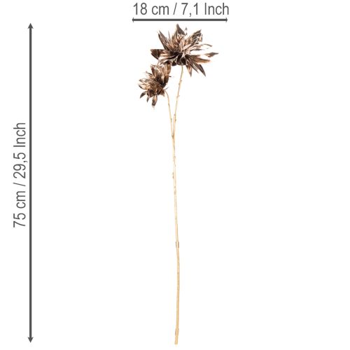 Sztuczny kwiat dalia, na długiej łodydze z dwoma kwiatami, 75 cm | Floristik24.pl