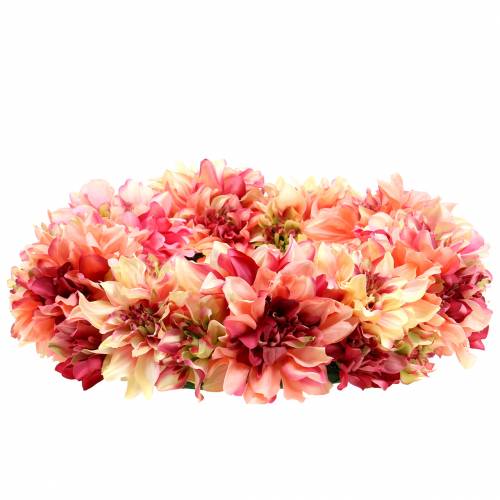 Produkt Wianek z kwiatów dalii różowy, kremowy Ø42cm
