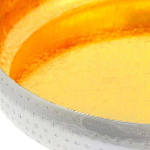 Floristik24 Dekoracyjna miska metalowa okrągła Złoto-srebrna taca Ø36,5 cm