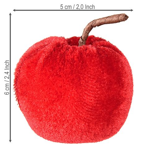 Produkt Tkanina dekoracyjna jabłka jesienna dekoracja aksamit czerwony Ø5cm wys.6cm 12 szt.