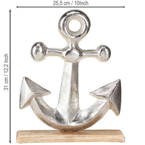 Produkt Dekoracyjna kotwica metalowa drewno w kolorze naturalnego srebra 25,5x5,5x31 cm
