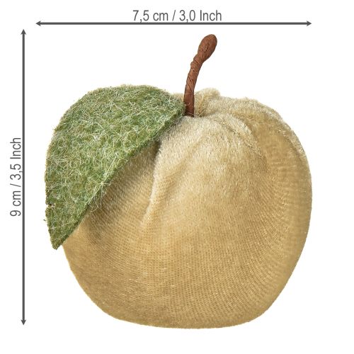 Produkt Aksamit jabłkowy dekoracyjny z liściem brązowo-żółty Ø7,5cm wys. 9cm 9 szt.