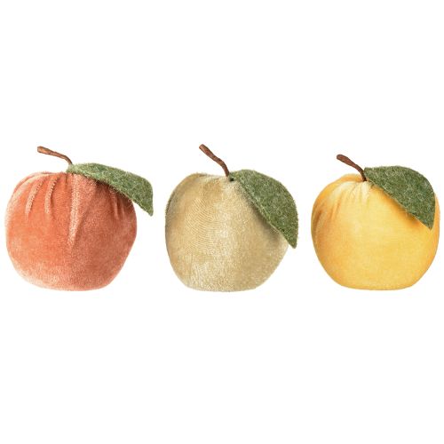 Produkt Aksamit jabłkowy dekoracyjny z liściem brązowo-żółty Ø7,5cm wys. 9cm 9 szt.