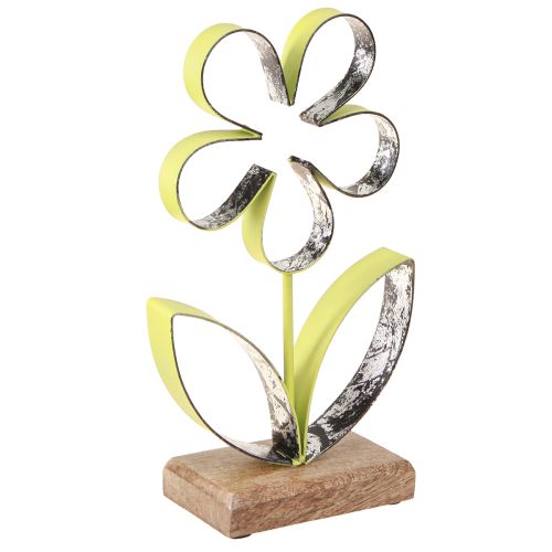 Stojak dekoracyjny, metalowa podstawa kwiatowa w kolorze zielono-srebrnym, wys. 29cm