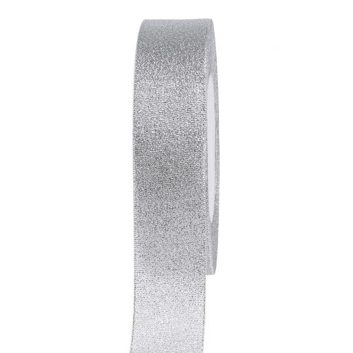 Wstążka dekoracyjna srebrna 25mm 22,5m
