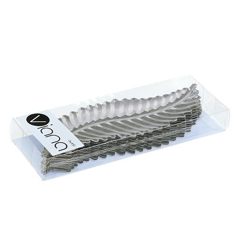 Floristik24 Ozdobny liść metalowy srebrny 4cm x 12cm 12szt.