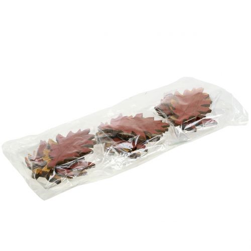 Floristik24 Dekoracyjna mieszanka liści drewnianych żółta, pomarańczowa, ciemnoczerwona 8cm 18 szt