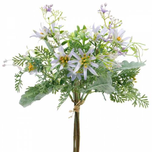 Floristik24 Bukiet Deco, Jedwabne Kwiaty Fioletowy, Wiosna Deco, Sztuczne Astry Goździki i Eukaliptus