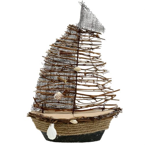 Floristik24 Deco łódź z gałęziami i muszlami 38cm