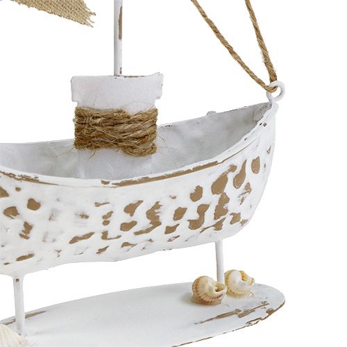 Floristik24 Deco Łódka stojąca biała H22cm