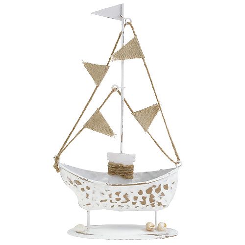 Floristik24 Deco Łódka stojąca biała H22cm
