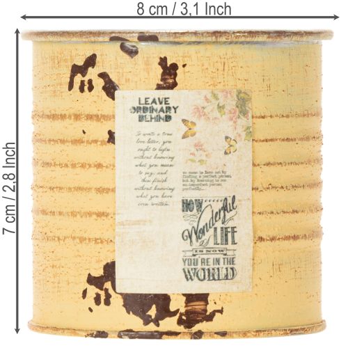 Produkt Puszka dekoracyjna, kolor letniej moreli, metalowa, doniczka, Ø8cm, wys.7,5cm