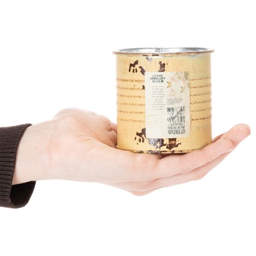 Produkt Puszka dekoracyjna, kolor letniej moreli, metalowa, doniczka, Ø8cm, wys.7,5cm