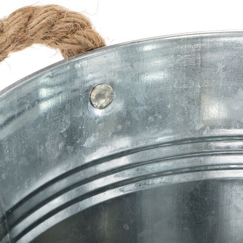 Doniczka dekoracyjna wiaderkowa metalowa z uchwytami linowymi Ø20cm | Floristik24.pl