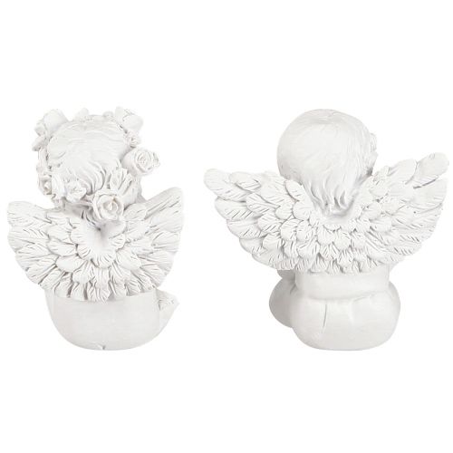 Produkt Dekoracyjny aniołek z sercem dekoracja nagrobna biała żywica poliestrowa wys. 5cm 6szt
