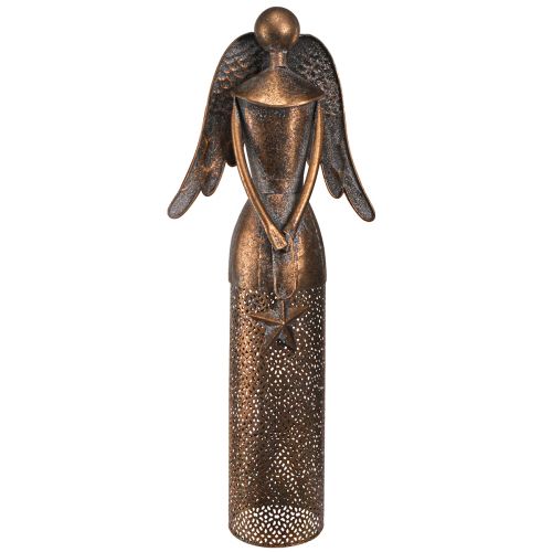 Floristik24 Dekoracyjny aniołek z gwiazdką, metalowy, bożonarodzeniowy z brązu, wys. 52cm