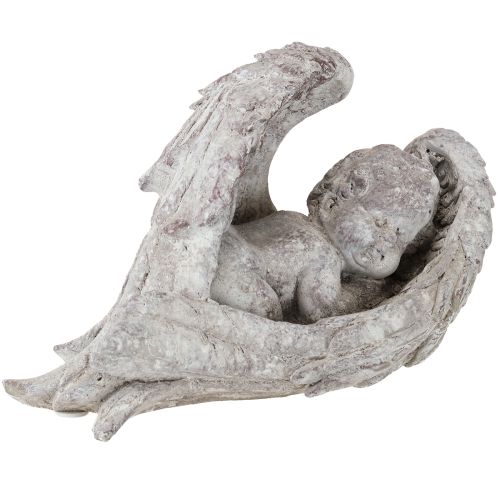 Aniołek dekoracyjny śpiący ze skrzydłami figurka anioła na grób 22,5cm