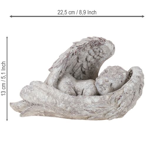 Produkt Aniołek dekoracyjny śpiący ze skrzydłami figurka anioła na grób 22,5cm