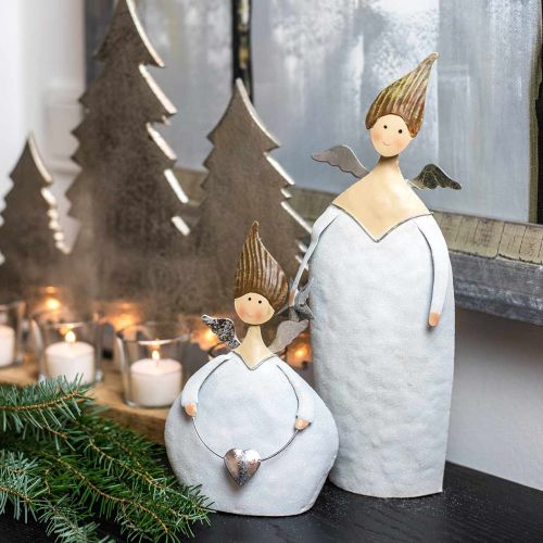 Floristik24 Dekoracyjne trio anioła metal biały, brokat Ø10 / 11,5 / 7cm H28,5/18 / 21cm 3szt