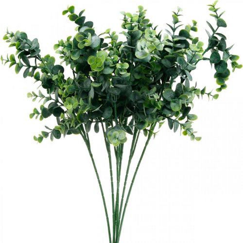 Floristik24 Dekoracyjna gałąź eukaliptusa ciemnozielona sztuczna eukaliptusowa sztuczna zielona roślina 6 sztuk