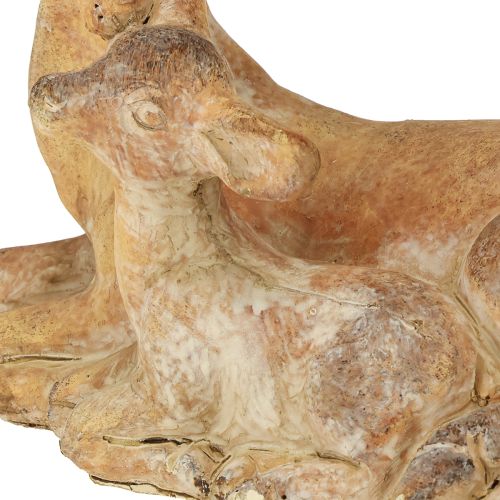 Produkt Figura dekoracyjna jelenia z odlewem kamiennym w kolorze płowym, brązowo-białym, 20×11×17cm