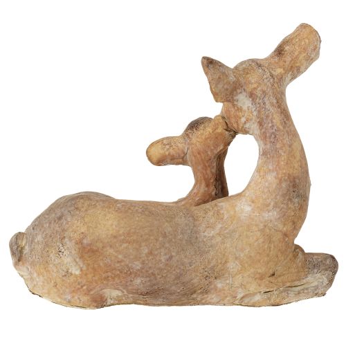 Produkt Figura dekoracyjna jelenia z odlewem kamiennym w kolorze płowym, brązowo-białym, 20×11×17cm