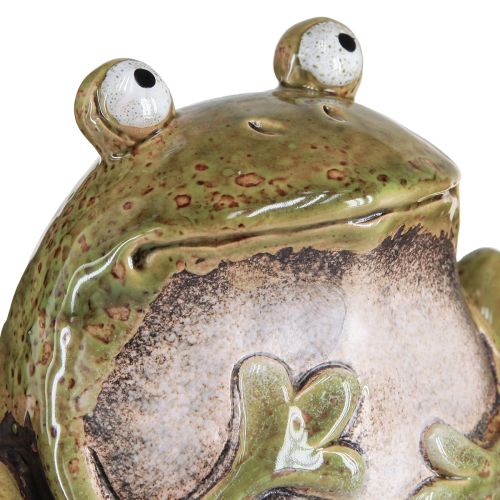 Produkt Dekoracyjna żaba ceramiczna zielono-brązowa vintage L15,5cm 2 sztuki